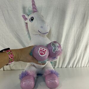 Build-A-Bear BAB Beary Fairy Friends White Unicorn w/Rainbow Mane, Tail, Hooves
